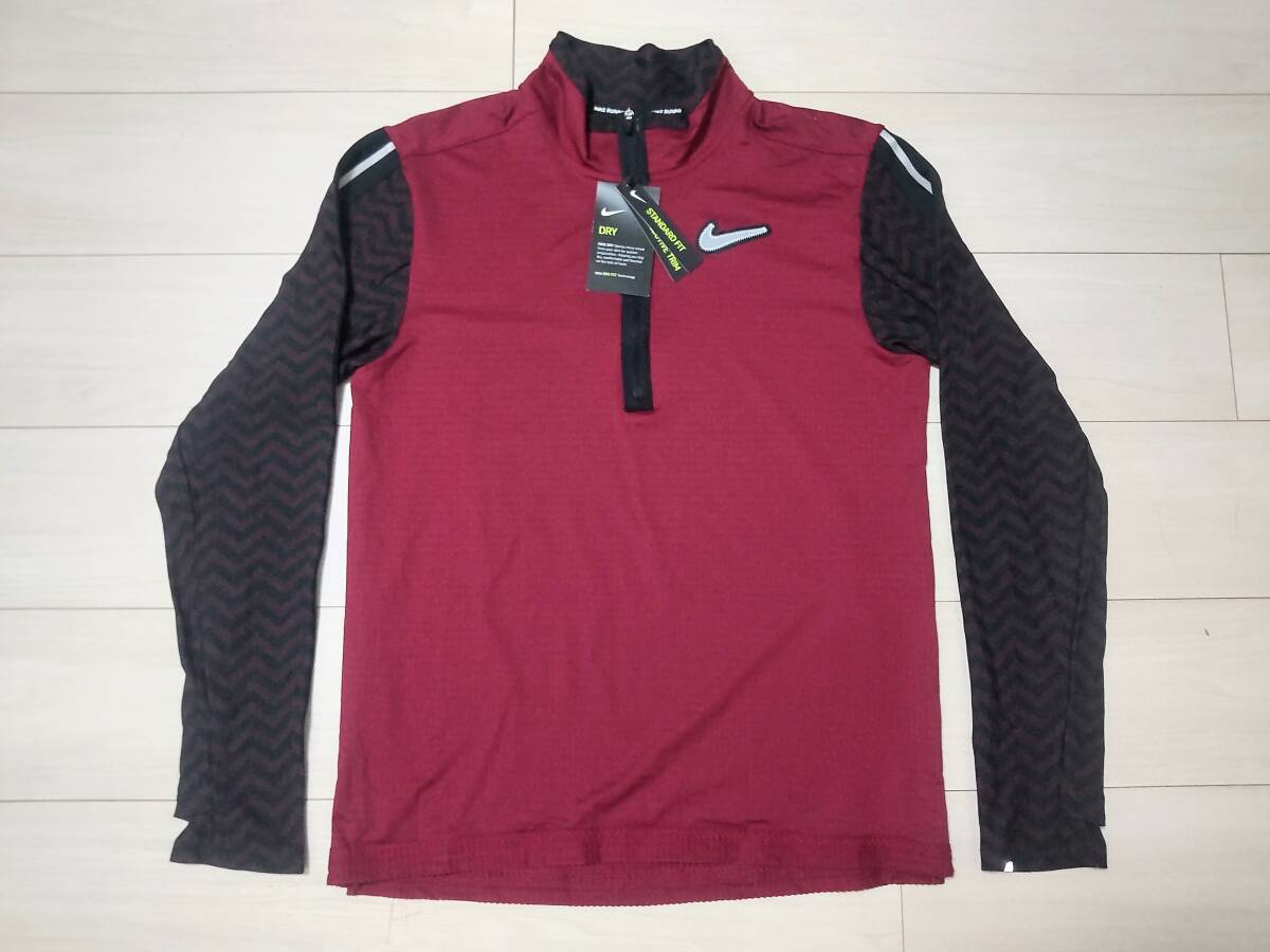 ★新品　ナイキ　NIKE　豪華ランニングシャツ　★反射素材　★サムホール付　★ハーフジップ　★DRY-FIT使用　★Mサイズ