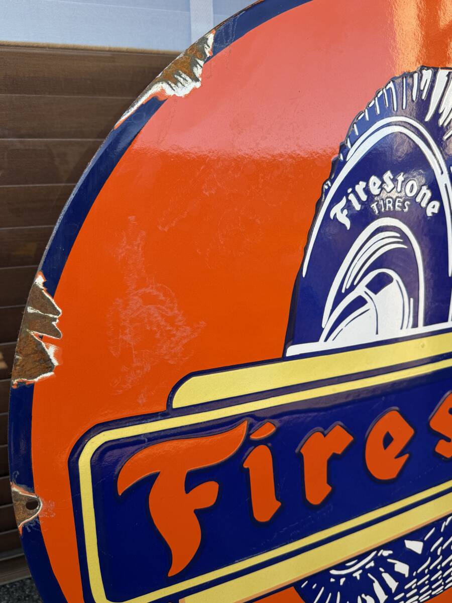 38 Fire stone 看板 ヴィンテージ看板 91センチ ガレージ