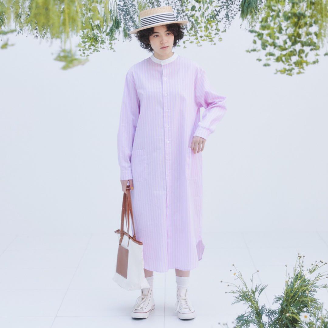 @【F】EDIT GIRL × FUDGE別注 バンドカラーストライプワンピース_画像3