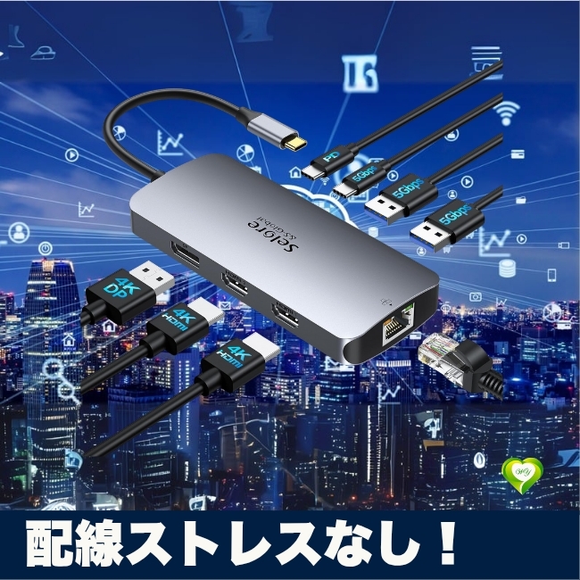 【配線ストレスなし!】ドッキングステーション USB HDMI Type-C 高速充電 デュアルモニター 人気 売れ筋 おすすめ 高品質 便利