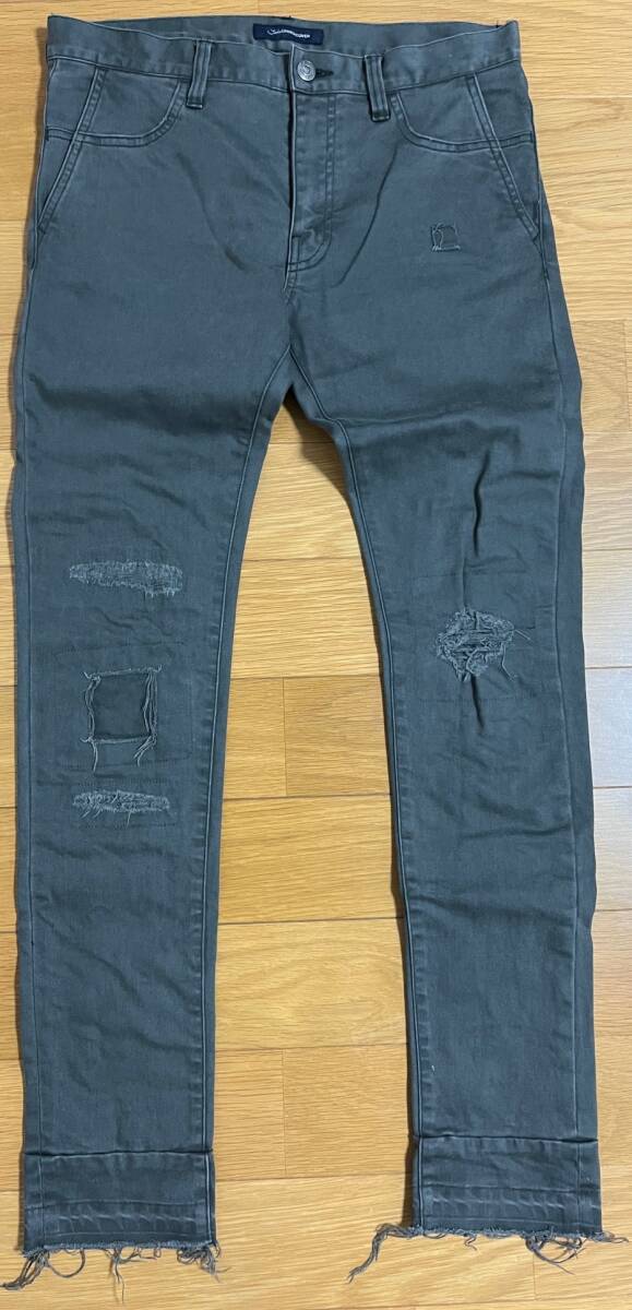 John UNDERCOVER ストレッチ カツラギ リペア加工 デニム パンツ SIZE:3 美USED 初期 99SS RELIEF レリーフ ジョン アンダーカバー_画像3