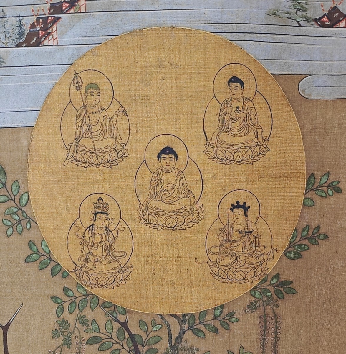 春日鹿】鎌倉時代 曼荼羅 仏教美術 古美術 複製 絹本画芯 仏画