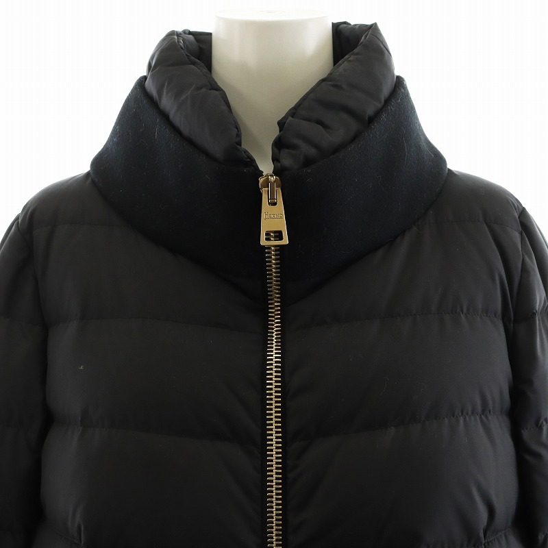 ヘルノ HERNO PRODUZ LAVJAP ダウンコート ロング丈 切替 アウター 42 M グレー 黒 ブラック PI0239D-39601 /AN36 レディース