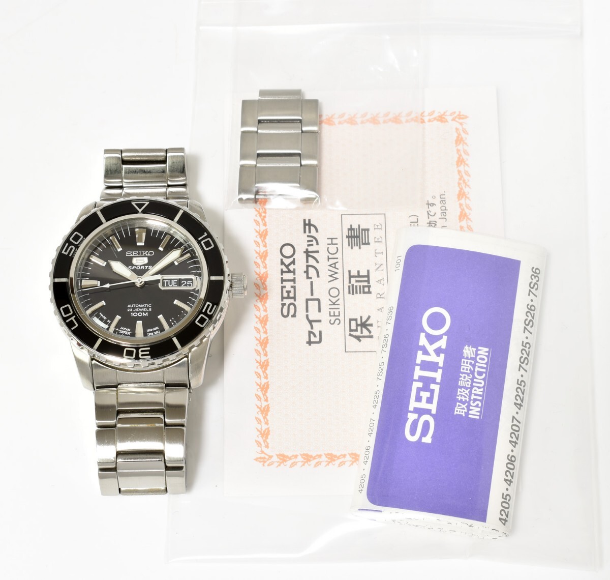 美品 旧セイコー5スポーツ SEIKO メンズ 腕時計 日本製 SNZH55JC ブラック文字盤 自動巻き セイコーファイブ 7S36-04N0 中古品 箱なし