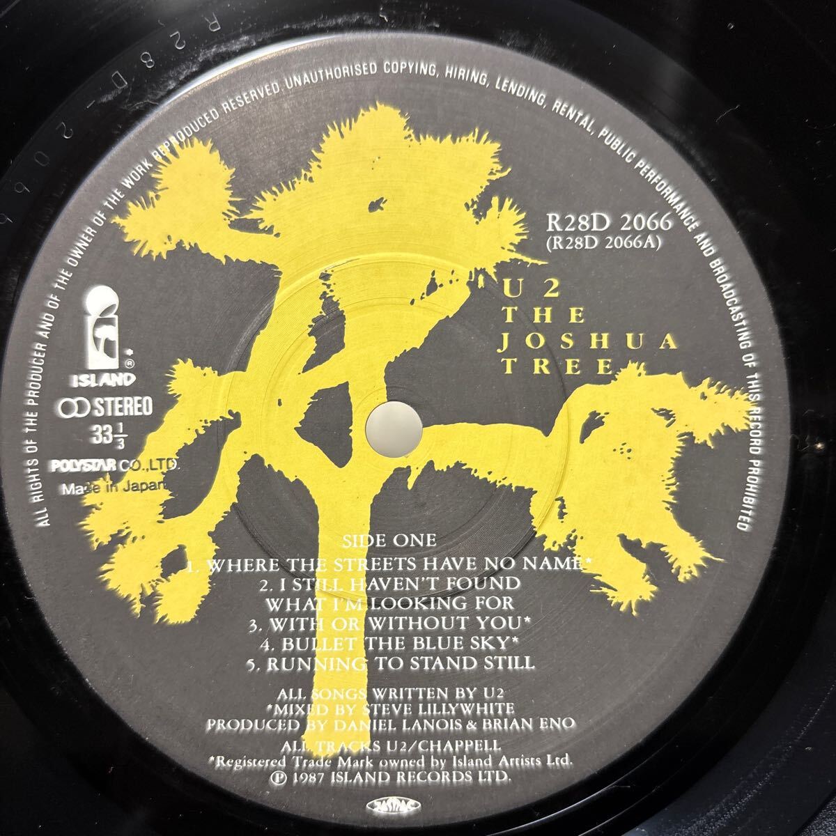 !_U2 The Joshua Treeyo Sure *tu Lee LP R28D-2066 записано в Японии запись 1987 год произведение 