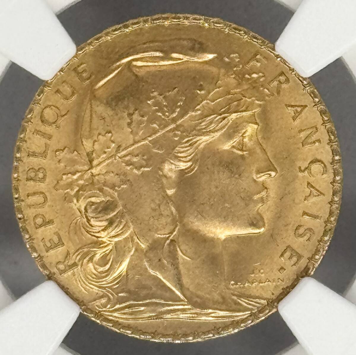 高鑑定品!】1912年 フランス 金貨 マリアンヌ ルースター MS66 高鑑定品!】1912年 フランス 金貨 マリアンヌ ルースター MS66