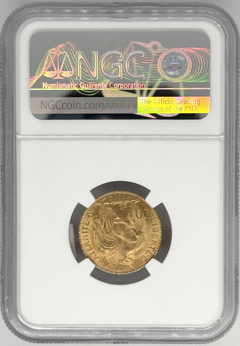 高鑑定品!】1912年 フランス 金貨 マリアンヌ ルースター MS66 高鑑定品!】1912年 フランス 金貨 マリアンヌ ルースター MS66