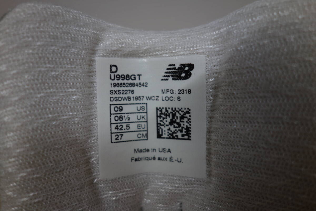  обычная цена 4 десять тысяч иен не использовался New Balance U998 GT 27cm USA 576 990 991 992 993 996 997 998 1300 1400 1500 UK NV GY GR v1 v2 v3 v4 v5 v6 ограничение 