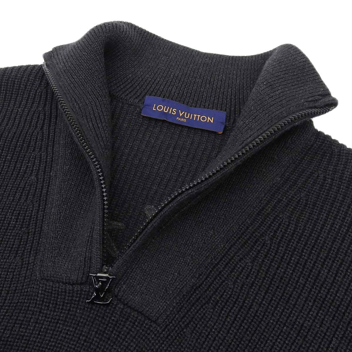 ルイヴィトン シグネチャー ウール ハーフジップ ニット メンズ ブラック LOUIS VUITTON 中古 【アパレル?小物】