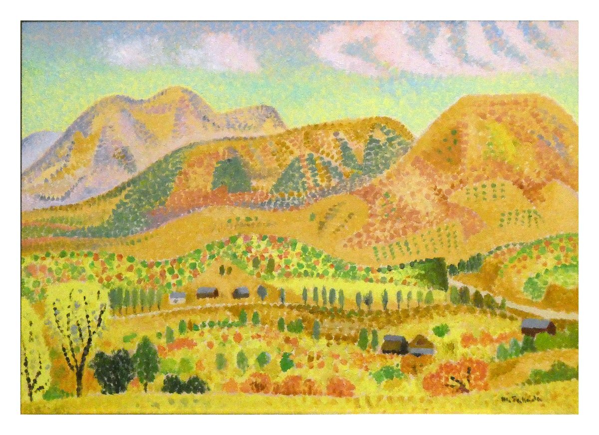 真作】絵画 沢健 油彩10号 信州 奥信濃の自然を描いた油彩風景画