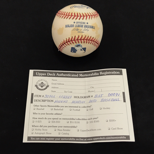 1円 松井秀喜 直筆サイン サインボール MLB ホログラムシール 1円 松井秀喜 直筆サイン サインボール MLB ホログラムシール