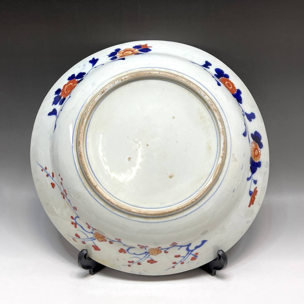 時代物!豪華 古伊万里 染錦金襴手花鳥文 大皿 飾り皿 直径45cm 時代物!豪華 古伊万里 染錦金襴手花鳥文 大皿 飾り皿 直径45cm