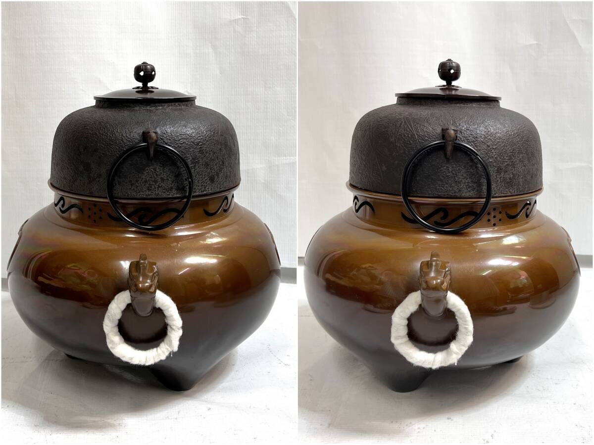 未使用品 人間国宝 高橋敬典『唐銅製鬼面風炉釜』釜/敬典 風炉 未使用品 人間国宝 高橋敬典『唐銅製鬼面風炉釜』釜/敬典 風炉
