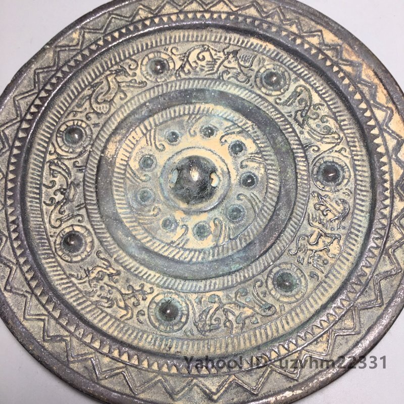 極美品 ！高品質！中国 銅器 純銅鏡 黄銅鏡 擬古銅鏡 人物鏡
