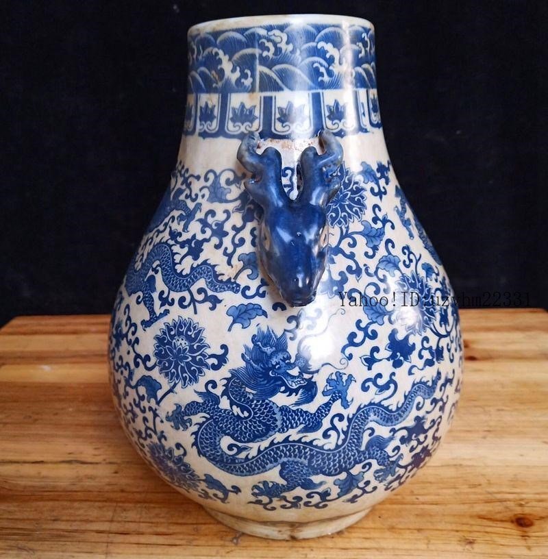 清乾隆青花纏枝花卉竜紋鹿頭尊 景徳鎮 陶磁器 装飾品 現代工芸品 美術品 置物 清乾隆青花纏枝花卉竜紋鹿頭尊 景徳鎮 陶磁器 装飾品 現代工芸品