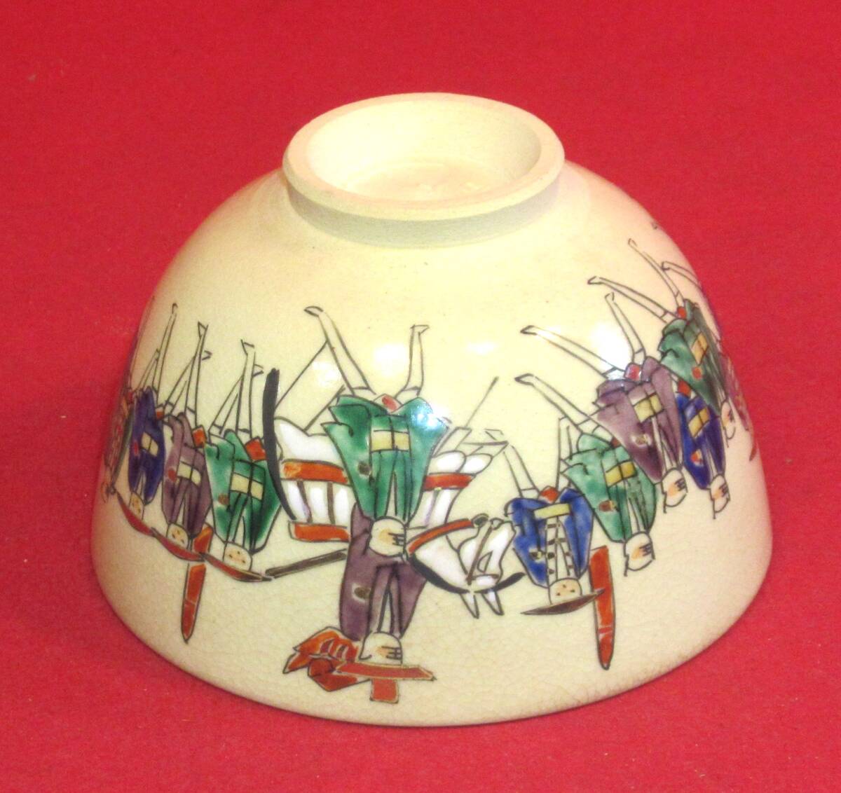 茶道具 仁清茶碗『京焼・清水焼「色絵大名行列文茶碗」在銘 茶道具 仁清茶碗『京焼・清水焼「色絵大名行列文茶碗」在銘