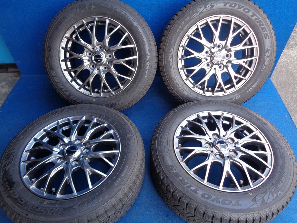 【送料込み】★ フリード ★ エクシーダー ★ 6J/+53 PCD 114.3 ★ 185/65R15 TOYO バリ溝 スタッドレス ★ Exceeder メッシュ ★