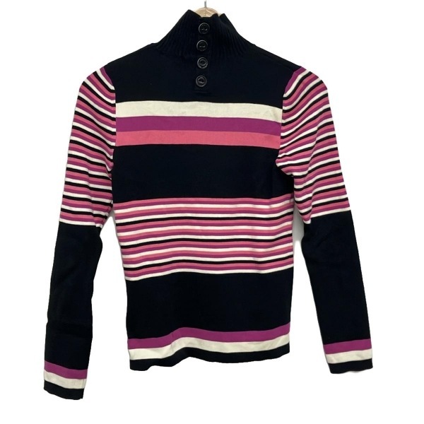 ソニアリキエル SONIARYKIEL 長袖セーター/ニット サイズ40 M - 黒×ピンク×マルチ レディース ハイネック/ボーダー トップス