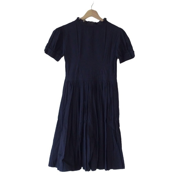 ガリアーノ galliano サイズ26/40 - ダークネイビー レディース 半袖/ロング/プリーツ/フリル/ネーム刺繍/リボン ワンピース