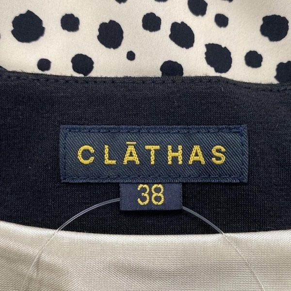 クレイサス CLATHAS サイズ38 M - 黒×アイボリー レディース クルーネック/半袖/ひざ丈/ドット柄 ワンピース