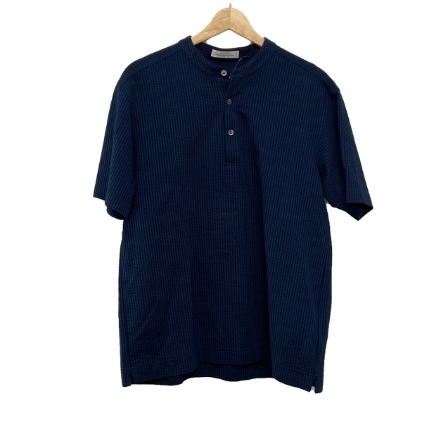 ユナイテッドアローズ グリーンレーベル United Arrows GREEN LABEL RELAXING 半袖ポロシャツ サイズXL - 黒×ネイビー メンズ ストライプ