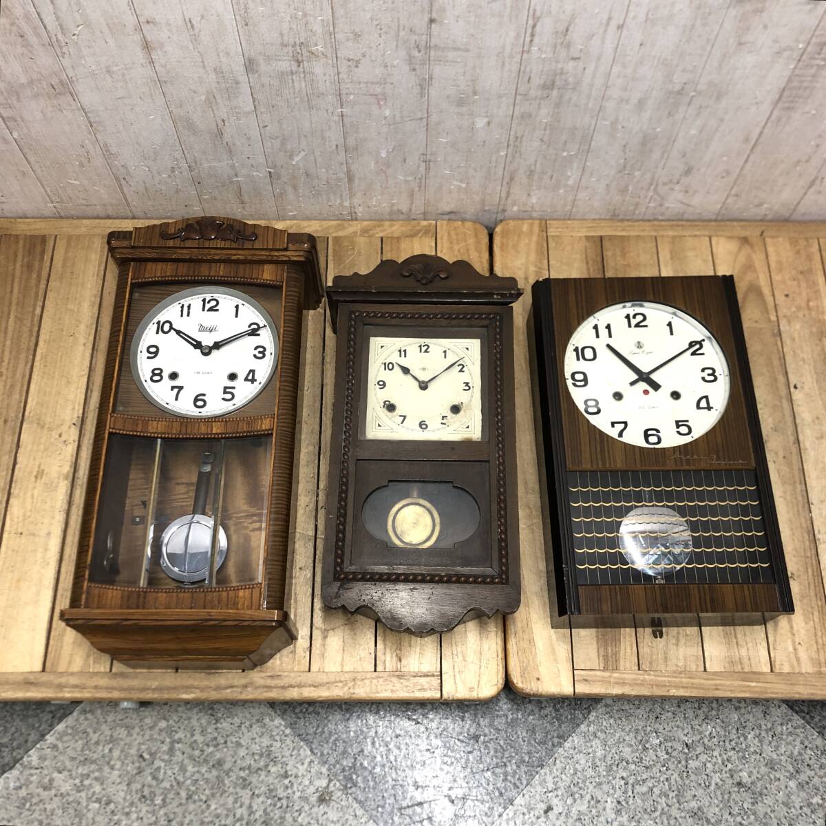 ボンボン時計 3点まとめ 明治時計 愛知時計 振り子時計 古時計 ボンボン時計 3点まとめ 明治時計 愛知時計 振り子時計 古時計