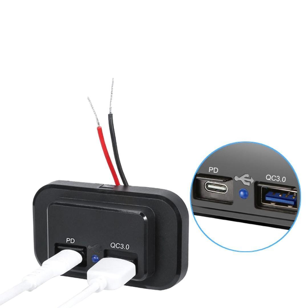  Hiace 200 серия USB расширение источник питания порт 2 порт задний обогреватель переключатель часть TypeA TypeC PD QC3.0 DC12V зарядка USB порт panel управление L4