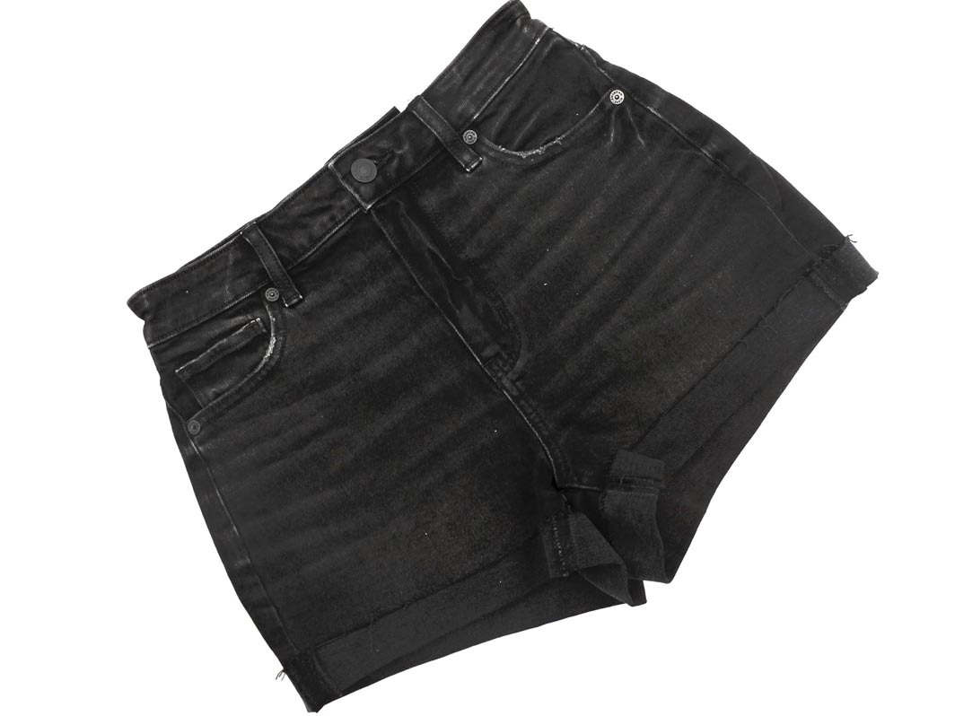 新品 AMERICAN EAGLE アメリカンイーグル ショート デニムパンツ size0/黒 ■◆ ☆ fba3 レディース