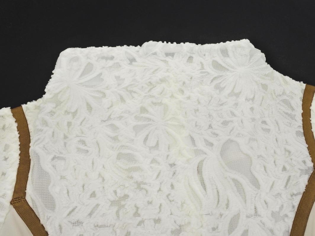 YUKIKO HANAI ユキコハナイ 切替 Aライン ワンピース size8/白ｘベージュ ■◇ ☆ fba3 レディース