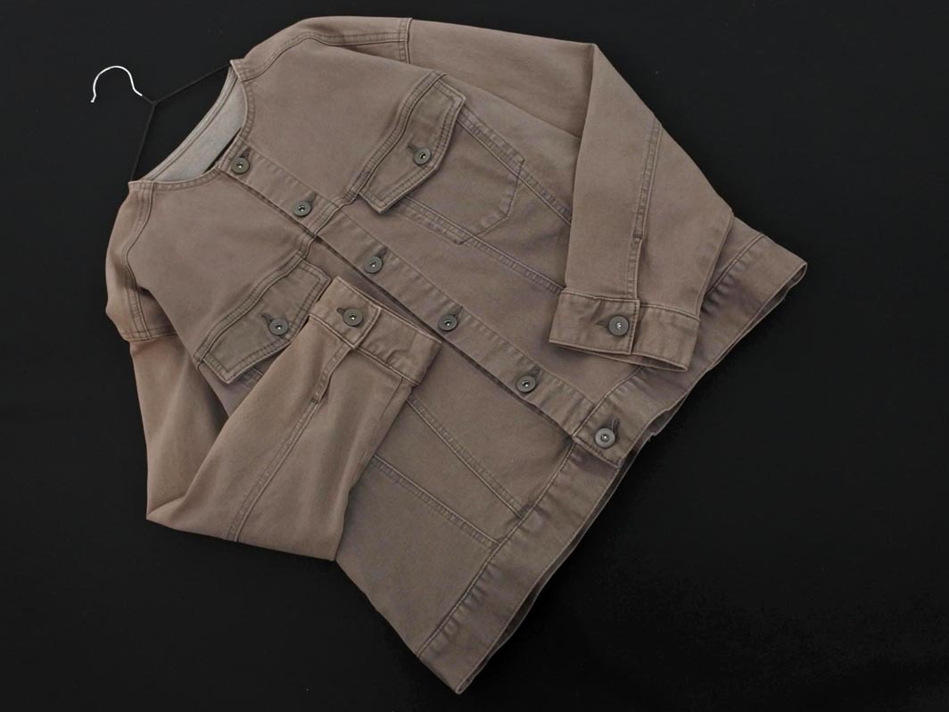 NATURAL BEAUTY BASIC ナチュラルビューティーベーシック ノーカラー ジャケット sizeM/モカ ◇■ ☆ fba3 レディース