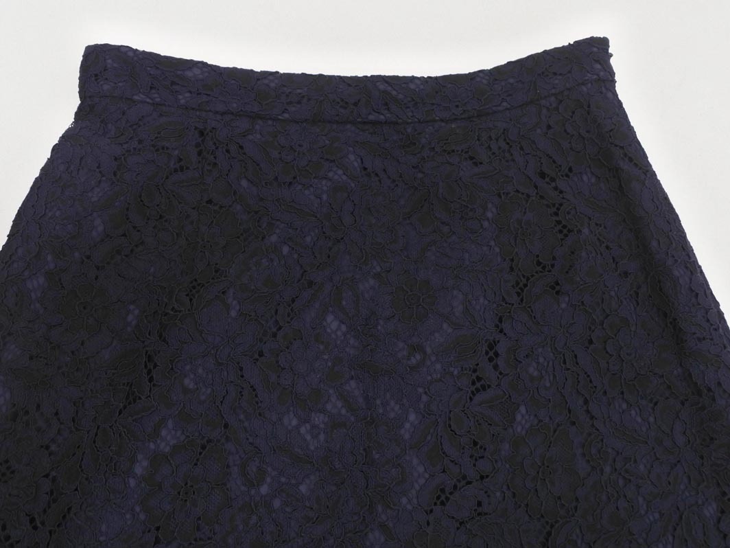 NATURAL BEAUTY BASIC ナチュラルビューティーベーシック 総レース ロング スカート sizeS/紺 ■◇ ☆ fba4 レディース