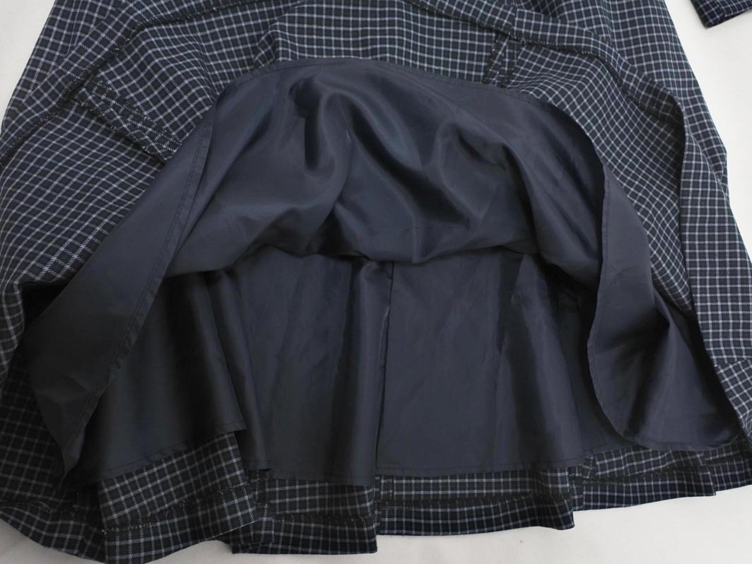 NATURAL BEAUTY BASIC ナチュラルビューティーベーシック ベルト 付き チェック ワンピース sizeS/紺 ■◇ ☆ fba4 レディース