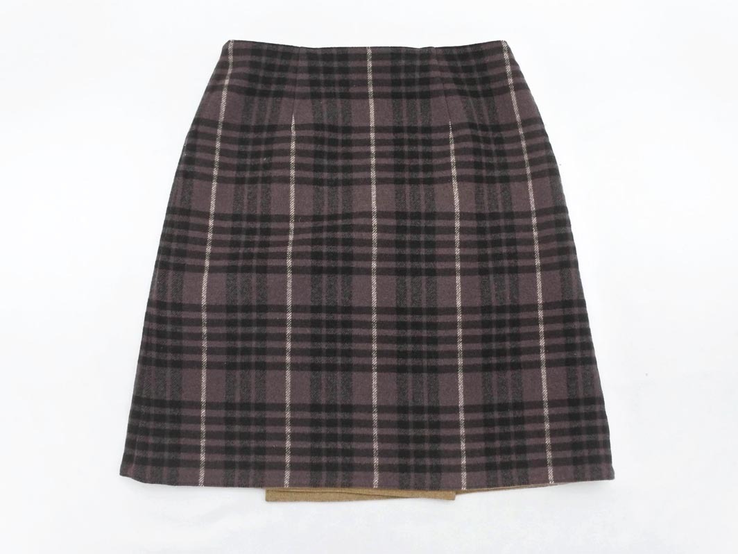 IENA イエナ ウール混 リバーシブル 巻き ラップ スカート size36/ベージュｘグレー ◇■ ☆ fba6 レディース