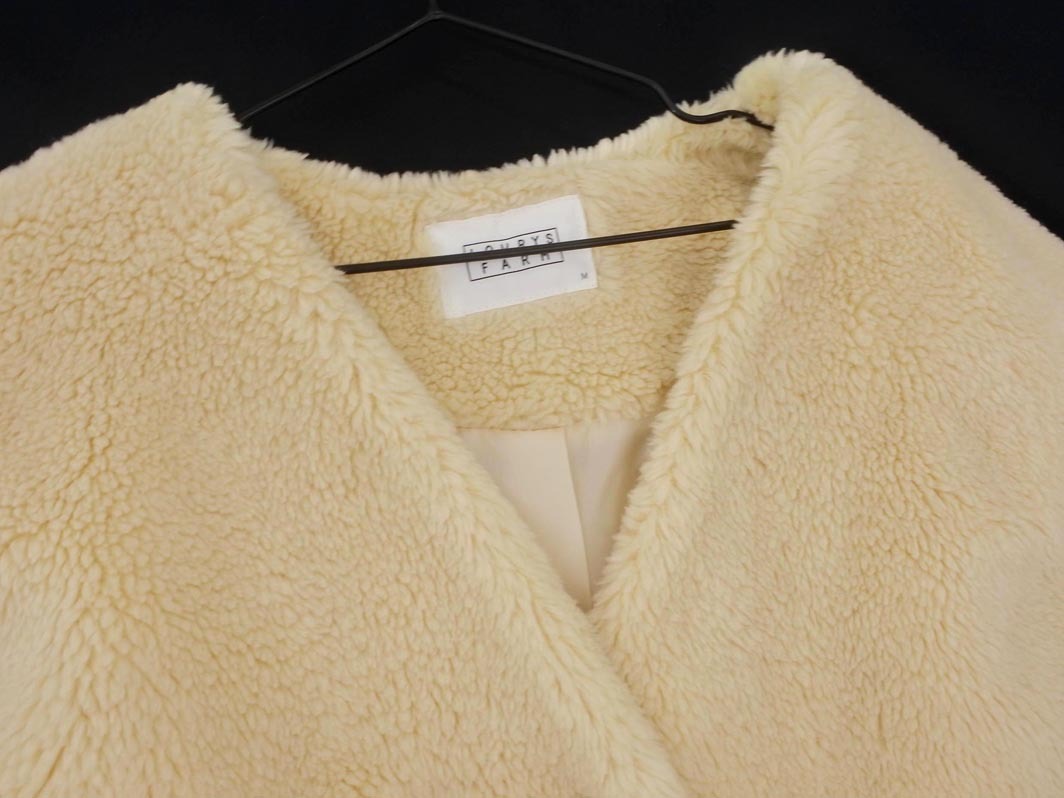 LOWRYS FARM ローリーズファーム ボア スナップボタン ノーカラー ジャケット sizeM/アイボリー ◇■ ☆ fba7 レディース