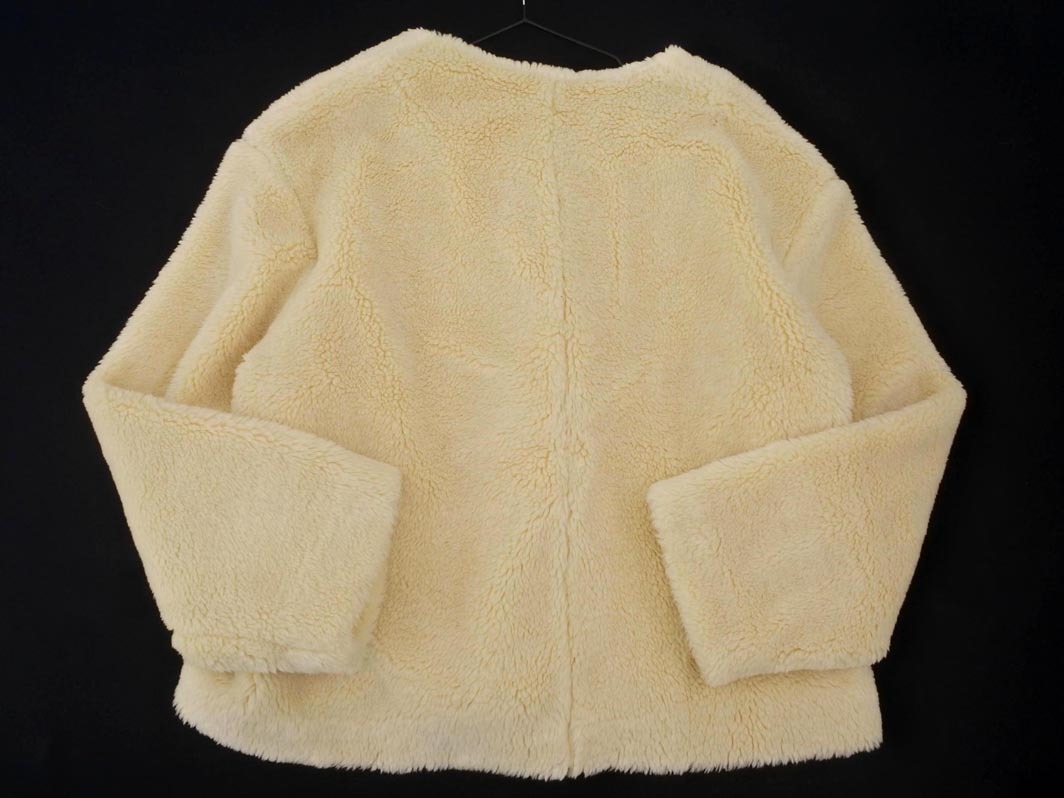 LOWRYS FARM ローリーズファーム ボア スナップボタン ノーカラー ジャケット sizeM/アイボリー ◇■ ☆ fba7 レディース
