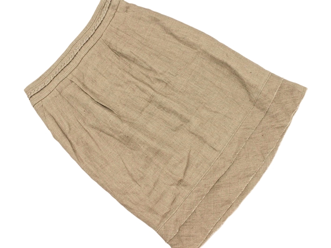 BODY DRESSING Deluxe ボディ ドレッシングデラックス リネン100% 切替 Aライン 臺(tái)形 スカート size36/ベージュ ■◇ ☆ fba7 レディース