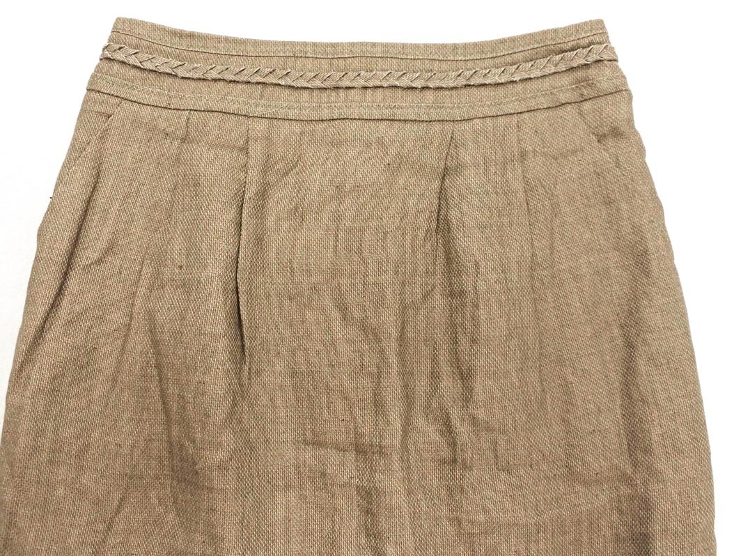 BODY DRESSING Deluxe ボディ ドレッシングデラックス リネン100% 切替 Aライン 臺(tái)形 スカート size36/ベージュ ■◇ ☆ fba7 レディース
