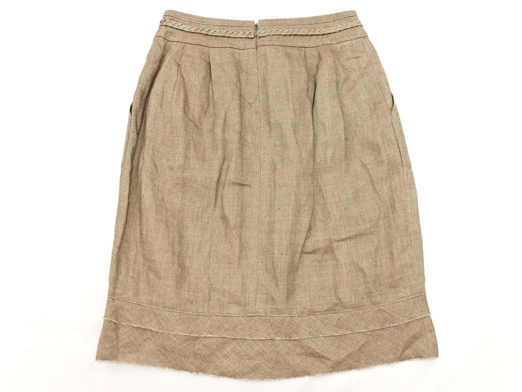 BODY DRESSING Deluxe ボディ ドレッシングデラックス リネン100% 切替 Aライン 臺(tái)形 スカート size36/ベージュ ■◇ ☆ fba7 レディース