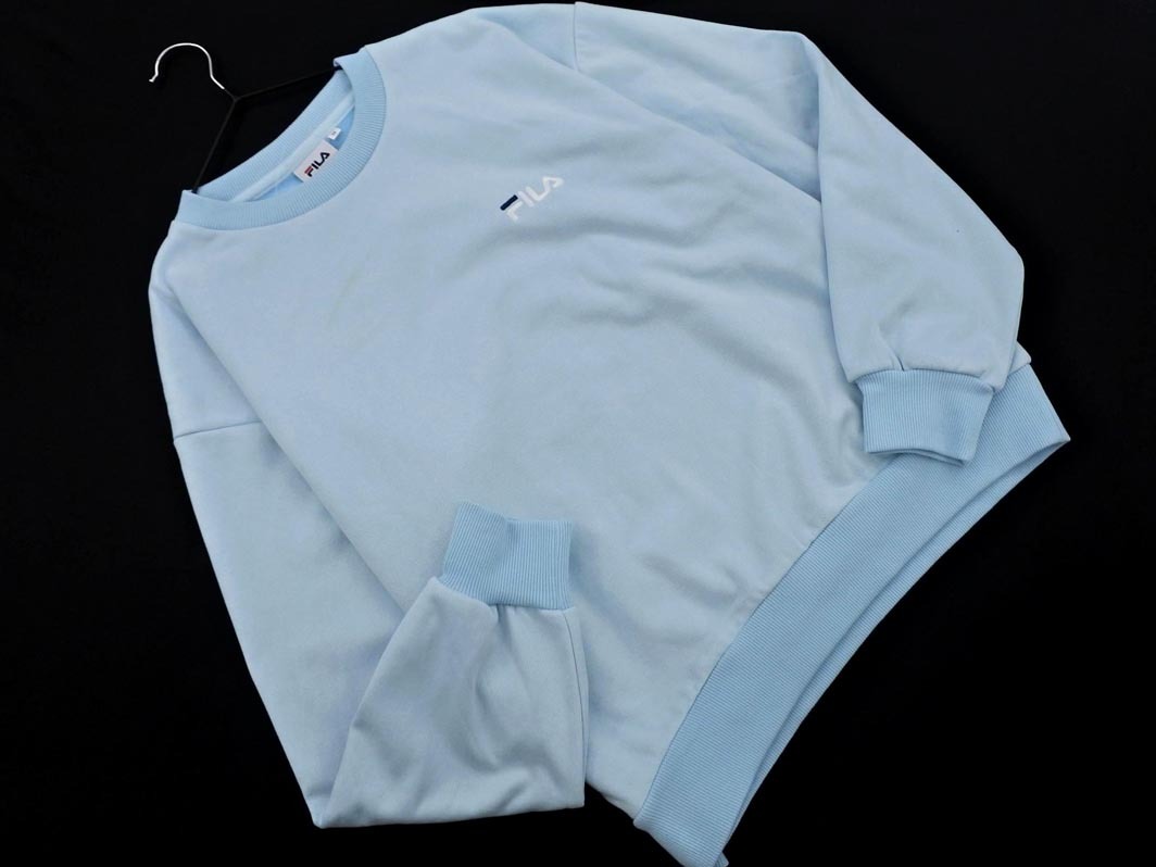 新品 FILA フィラ 里フリース ロゴ スウェット sizeM/水色 ◇■ ☆ fbb0 レディース