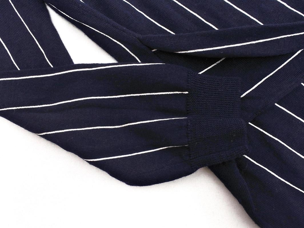 UNTITLED アンタイトル ウール混 ストライプ ニット ワンピース size2/紺 ◇■ ☆ fbb0 レディース