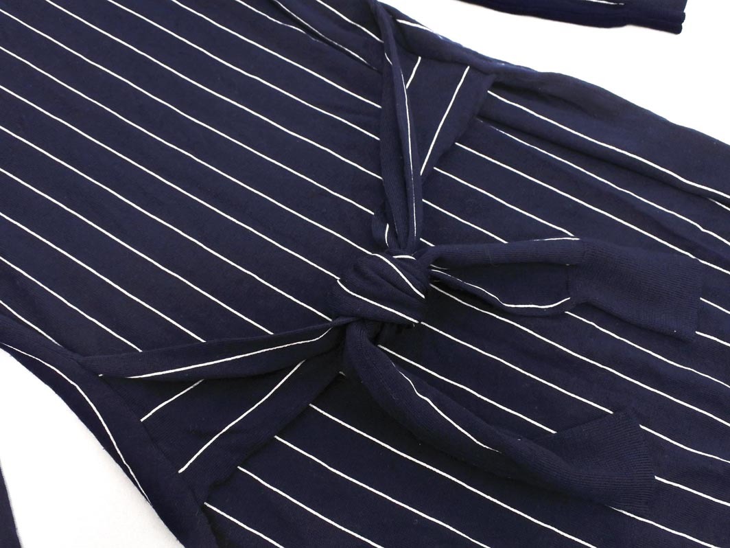 UNTITLED アンタイトル ウール混 ストライプ ニット ワンピース size2/紺 ◇■ ☆ fbb0 レディース