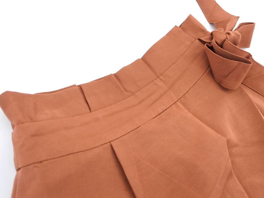 NATURAL BEAUTY BASIC ナチュラルビューティーベーシック ラップ ワイド パンツ sizeXS/茶 ■◇ ☆ fbb1 レディース