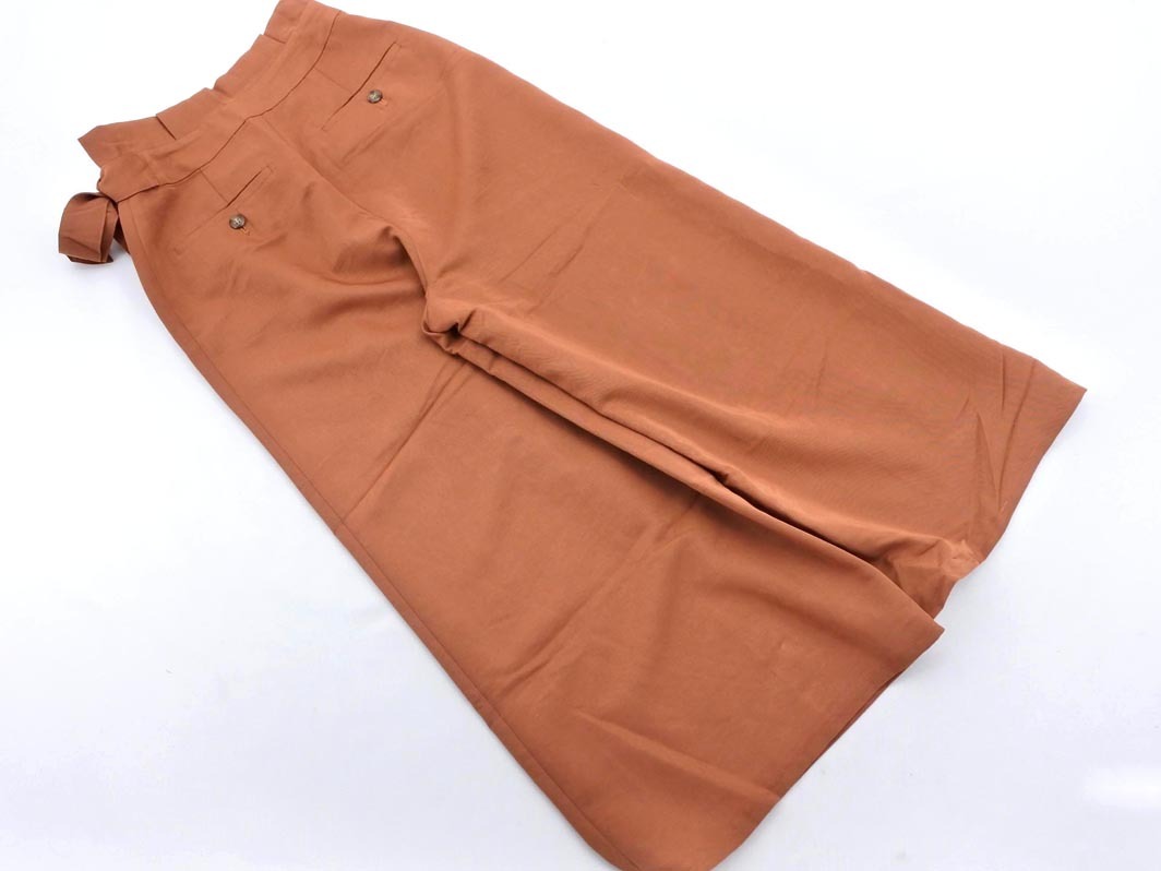 NATURAL BEAUTY BASIC ナチュラルビューティーベーシック ラップ ワイド パンツ sizeXS/茶 ■◇ ☆ fbb1 レディース