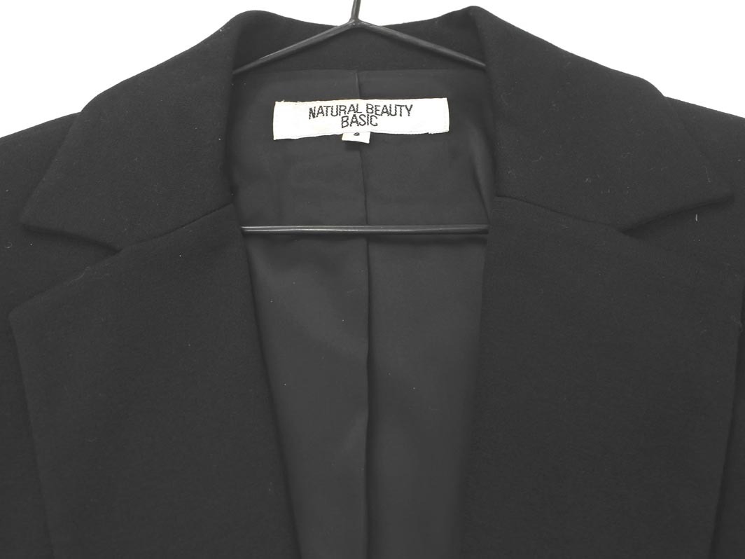 NATURAL BEAUTY BASIC ナチュラルビューティーベーシック テーラード ジャケット sizeS/黒 ■◇ ☆ fbb1 レディース