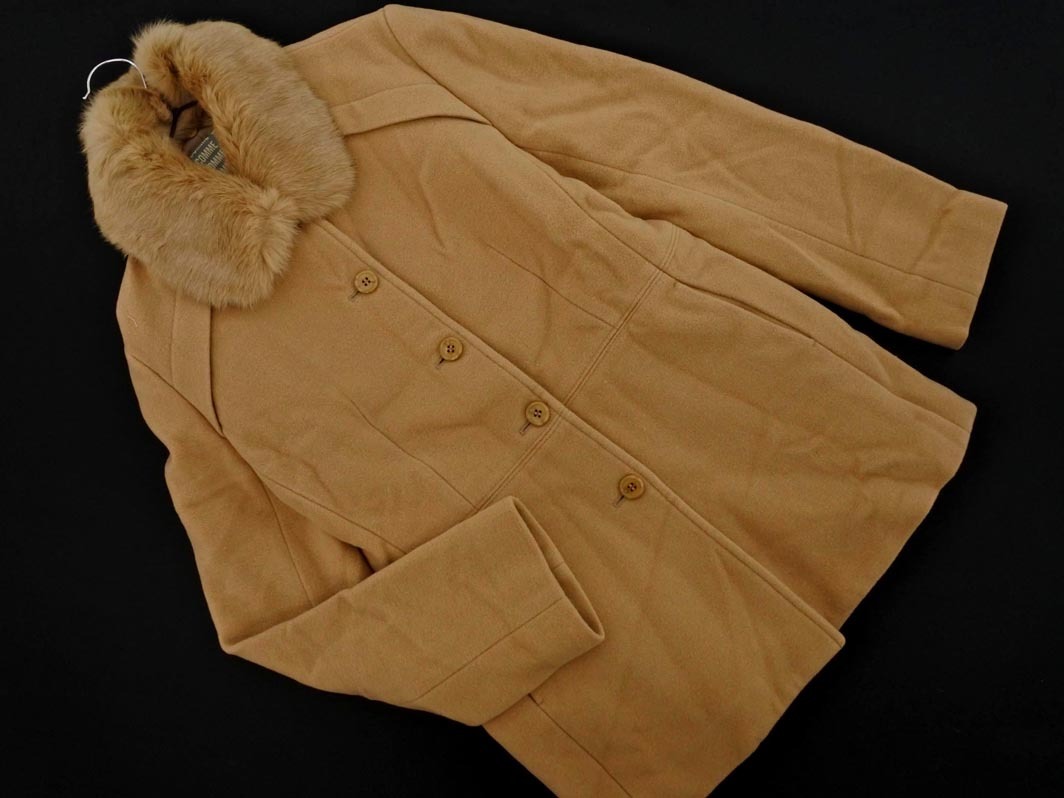 COMME CA コムサ ラビットファー ウール100% コート size11/ベージュ ◇■ ☆ fbb3 レディース