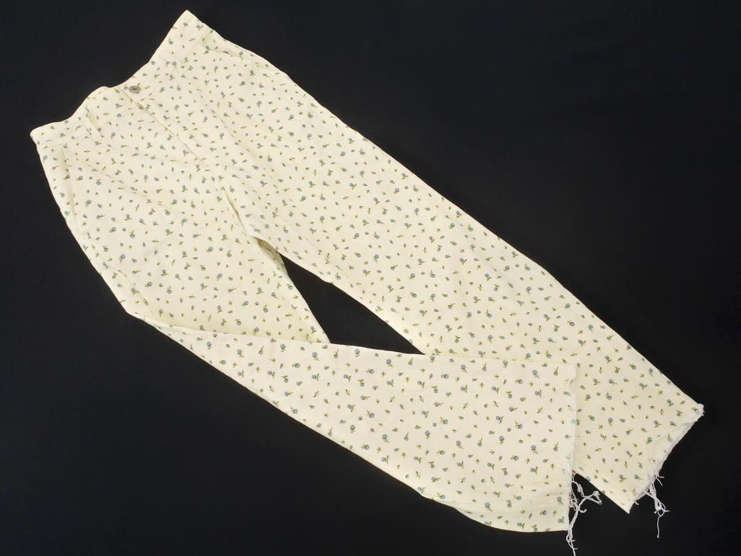 Heather ヘザー 花柄 カットオフ デニムパンツ sizeS/アイボリー ■■ ☆ fbb3 レディース