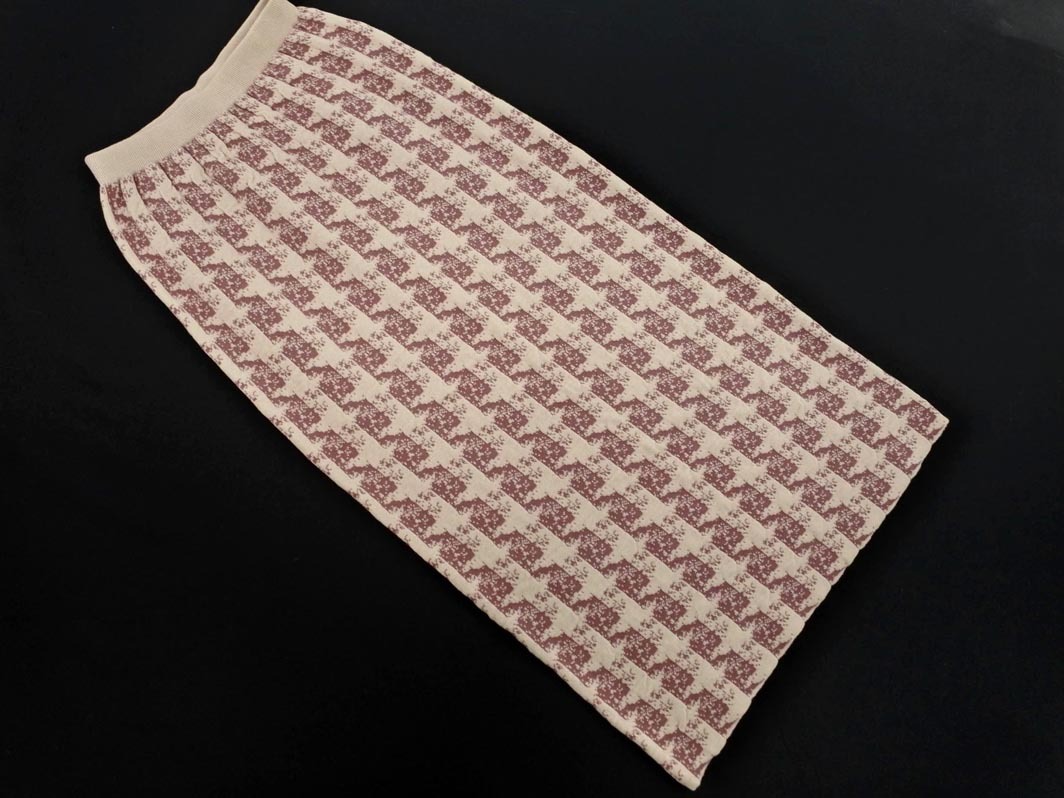 SELECT MOCA セレクトモカ ニット 総柄 ロング スカート sizeF/ベージュｘピンク ◇■ ☆ fbb4 レディース