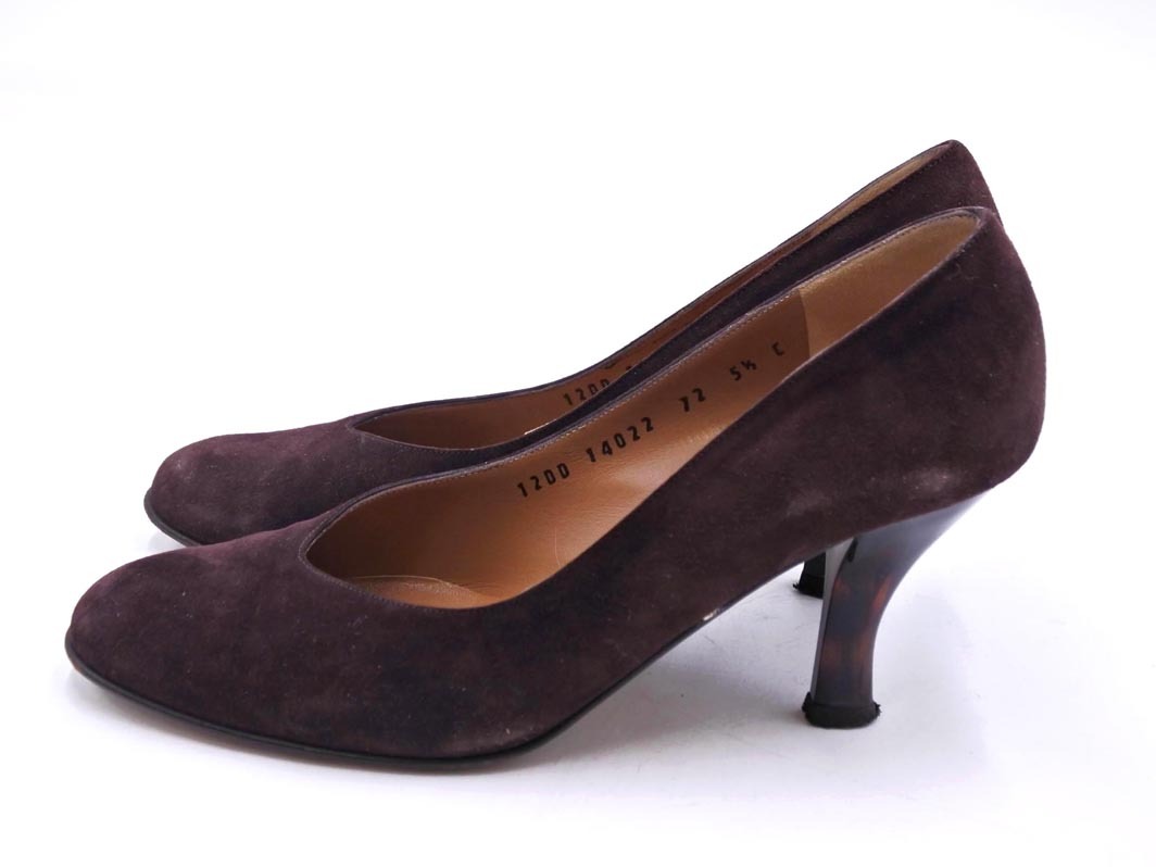 Salvatore Ferragamo サルヴァトーレフェラガモ スウェード ミドルヒール パンプス size5.5（23.0cm）/茶 ◇■ ☆ fbb7 レディース