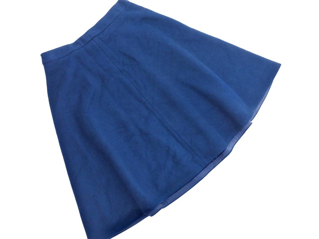  Area Free шерсть . юбка size40/ синий зеленый *# * fbb7 женский 