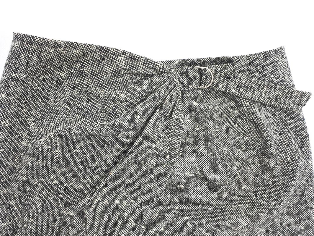 agnes b アニエスベー ウール混 総柄 ミニ スカート size2/黒 ◇■ ☆ fbb7 レディース